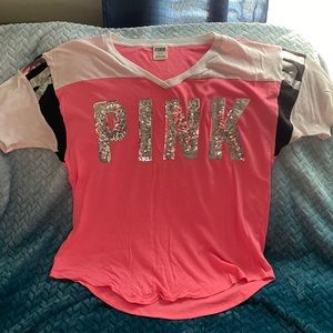 Oversized pink sequin tee